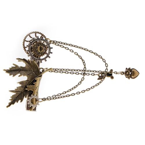 Steampunk-Zahnrad-Brosche für Frauen mit Fransen-Kette, Vintage-Zahnrad-Haarspange, Hut-Hemd-Anstecknadel, dekorative Anstecknadel, Haarspange von SELiLe