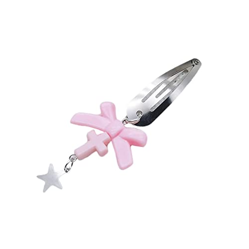 Stern-Clip Sweet Girl Pfirsichherz gekreuzte Schleife Sterne Haarnadel Clip Clip Pony Clip gebrochen Haarspange Haarschmuck Schleife Stern Herz gekreuzt Anhänger Seitenclip für Haar von SELiLe