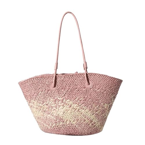 Stilvolle Koreanische Stile Bunte Strohgewebehandtasche Mit Geräumigen Innenarchitekten Strandkontrastkorb Großer Kapazität Umhängetasche Großer Kapazität von SELiLe