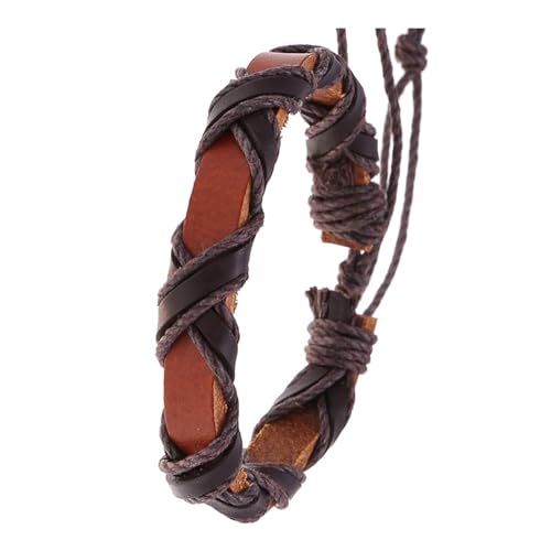 Stylish Schwarzbraunes Robustes PU Lederarmband Mit Twining Designs Accessoire Für Männer Und Frauen Ideal Zum Geben Von Trendigem Lederarmband von SELiLe