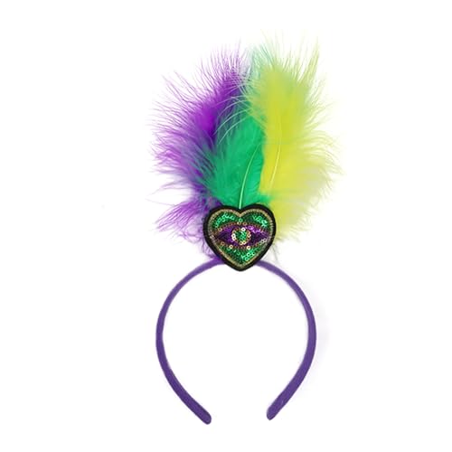 Zartes Karnevals-Stirnband mit Feder, für Mädchen, Karneval, Stirnband mit Pailletten, glitzernd, Haar-Accessoire, Pailletten-Stirnbänder für Mädchen, bunte Pailletten, Stirnbänder für Mädchen, buntes von SELiLe