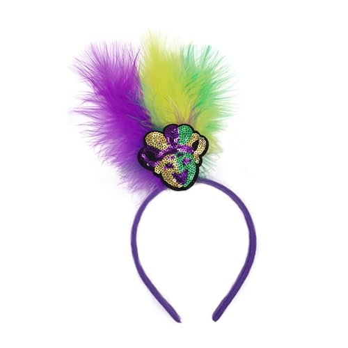 Zartes Karnevals-Stirnband mit Feder, für Mädchen, Karneval, Stirnband mit Pailletten, glitzernd, Haar-Accessoire, Pailletten-Stirnbänder für Mädchen, bunte Pailletten, Stirnbänder für Mädchen, buntes von SELiLe