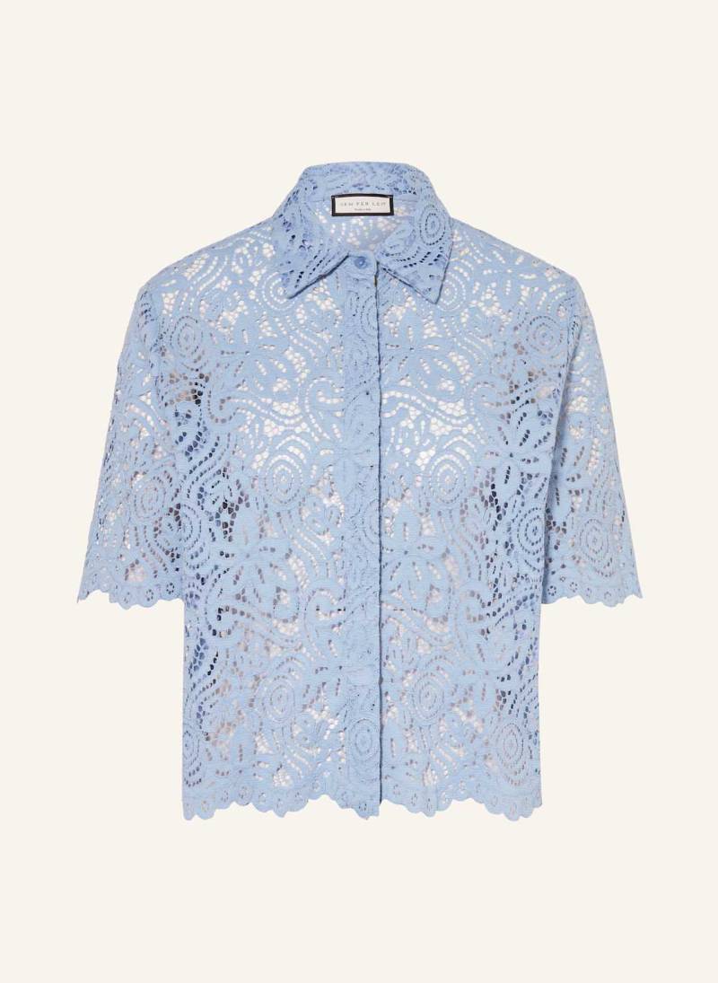 Sem Per Lei Blusenshirt Aus Lochspitze blau von SEM PER LEI