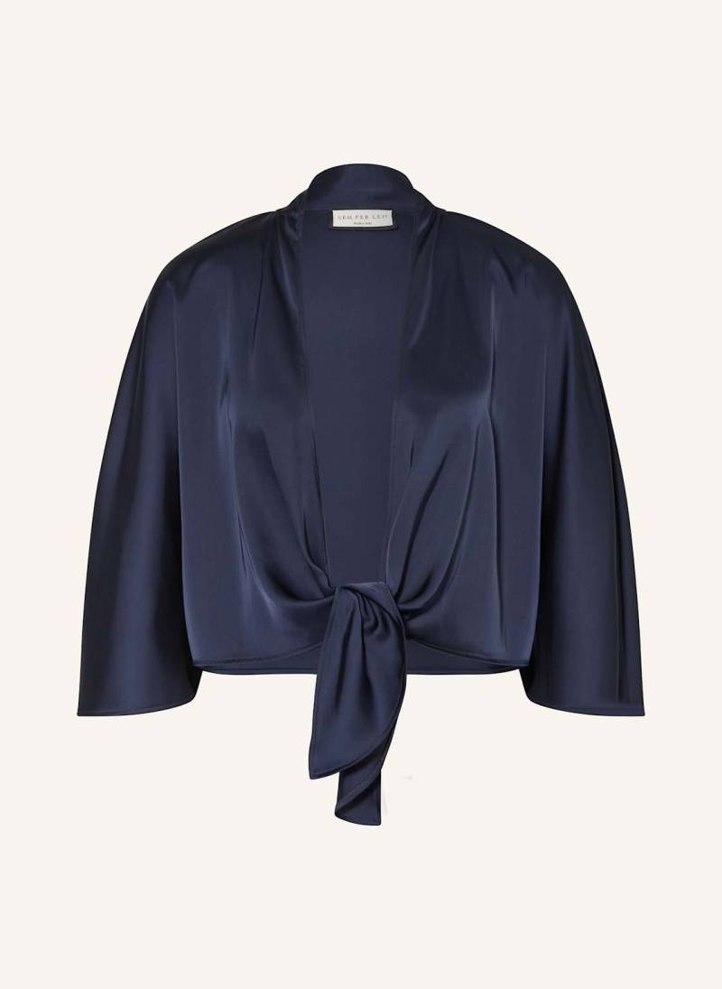 Sem Per Lei Bolero Aus Satin Mit 3/4-Arm blau von SEM PER LEI