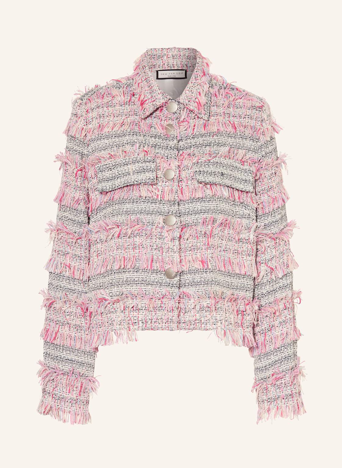 Sem Per Lei Kastenjacke Aus Bouclé Mit Glitzergarn rosa von SEM PER LEI