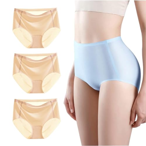 Damen-Unterwäsche aus Eisseide, Übergrößen, dünn, ultradünn, nahtlos, mittlere Taille, dehnbar, M von SEMETS