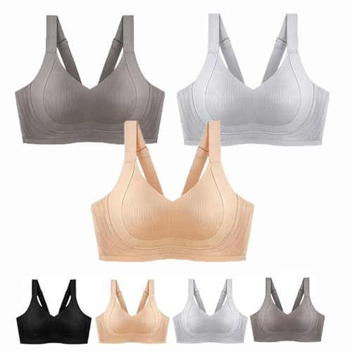 Drahtloser nicht abfärbender hautfreundlicher Push-Up BH Damen Bequem Nahtlos Bralettes Full Coverage Shaper BH, 3 Stück., XL von SEMETS