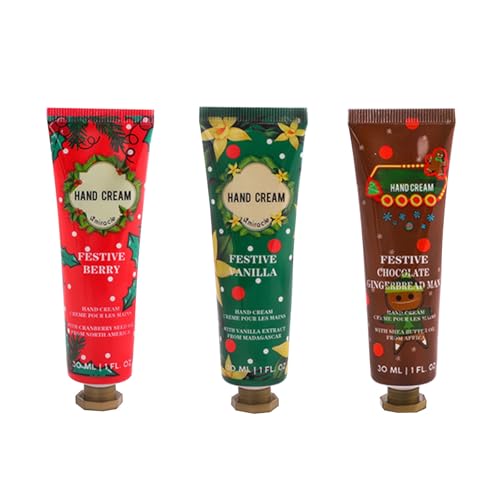 3PCS Handcremes Set,Handcreme Geschenkset,Weihnachtseis Handpflegecreme,Handcreme Geschenk Set,Weihnachten Handcreme,Hand Feuchtigkeitscreme,Handcreme Damen Geschenkset,Himbeere/Schokolade/Vanille von SEMINISMAR