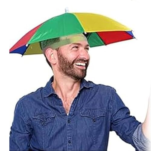 Regenschirmhut,Regenbogen Regenschirm Hüte,Regenschirmhut als Spassgeschenk an Karneval Regenschirmmütze Spaßiges Accessoire Kopfregenschirm Faltbarer Regenschirmhut Radfahren Angeln Gartenarbeit von SEMINISMAR
