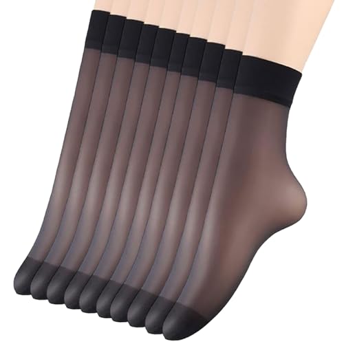 SEMINISMAR Nylonstrümpfe,﻿knöchel Nylon Socken,Schwarz Strumpfhosen Socken,Nylonstrümpfe Damen,High Ankle Sheer Söckchen,Für Frauen Und Mädchen,10 Paar von SEMINISMAR