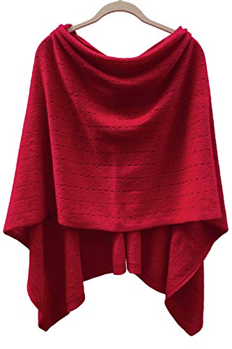 SEMON Cashmere Multiwear Lacy Poncho leichter reiner Kaschmir in schönen Farben Gr. Einheitsgröße, dunkelrot von SEMON Cashmere