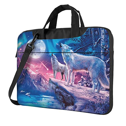 Laptop-Schultertasche mit Motiv Heulender Wolf, für Laptop und Tablet, Schwarz , 15.6 inch Laptop-Schultertasche mit Motiv Heulender Wolf, für Laptop und Tablet, Schwarz , 15.6 inch von SEMRUAG