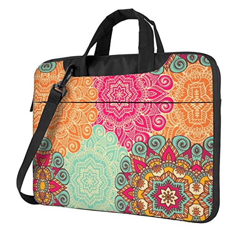 Laptop-Umhängetasche, Boho-Stil, bunte Blumen, bedruckt, Laptop- und Tablet-Schultertasche, Schwarz , 15.6 inch Laptop-Umhängetasche, Boho-Stil, bunte Blumen, bedruckt, Laptop- und Tablet-Schultertasche, Schwarz , 15.6 inch von SEMRUAG