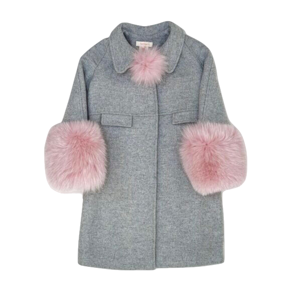 Tala Coat With Fur - Grey - SEMSEM - Girls' Outerwear von SEMSEM