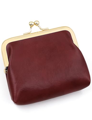 SENCCO Kleine Geldbörse für Damen, Rot/Ausflug, einfarbig (Getaway Solids), Small Coin Purse, Kleine Geldbörse aus PU-Leder mit Kussverschluss von SENCCO