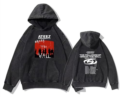 SENCOTEL ATEEZ Kpop Retro Hoody Damen The Fellowship Vielseitige Sweatshirts Herren Break The Wall Hip Hop Hoodies, Kpop, XXL von SENCOTEL