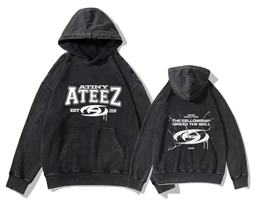 SENCOTEL ATEEZ The Fellowship Break The Wall Hip Hop Hoodies Retro Vielseitiger Stil Kpop Sweatshirts für Damen und Herren, Gemeinschaft, L von SENCOTEL