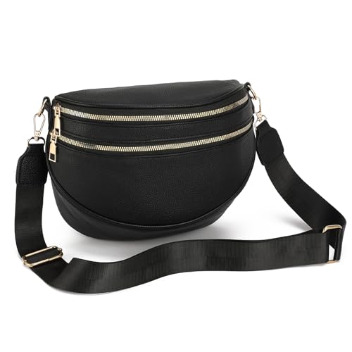SENDEFN Bauchtasche Damen Umhängetasche Mittelgroß Handtasche Crossbody Bag mit Verstellbar Abnehmbar Breiter Gurt Gürteltasche von SENDEFN