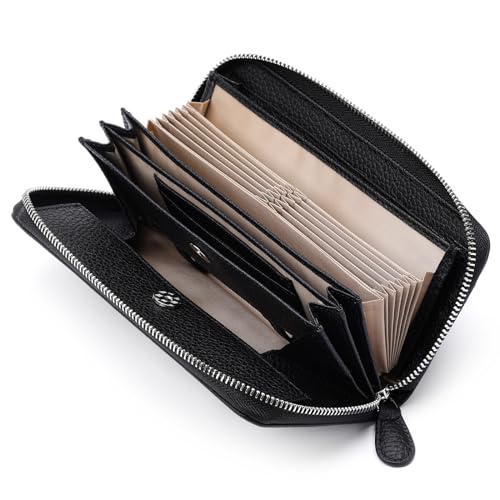 SENDEFN Damen Geldbörse, Portemonnaie Damen Groß im Langformat, Kartenetui RFID-Blockierung, Geldbeutel mit Reißverschluss und Vielen Fächern von SENDEFN