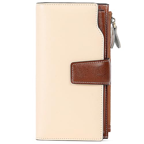 SENDEFN Geldbörse Damen Gross, Portemonnaie Damen Leder Geldbeutel RFID Schutz Damen Groß Portemonnaie Viele Fächer Lang Portmonee mit 20 Kartenfächer und Handyfach von SENDEFN