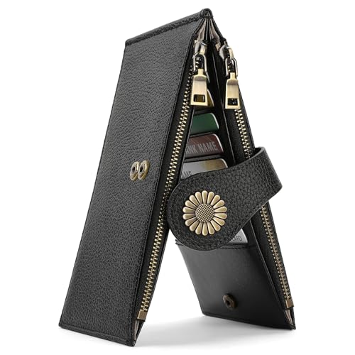 SENDEFN Geldbörse Damen, Portemonnaie mit RFID Schutz Geldbeutel Damen Lang mit 16 Kartenfächer & Fotofenster Portmonee Leder mit Münzfach von SENDEFN