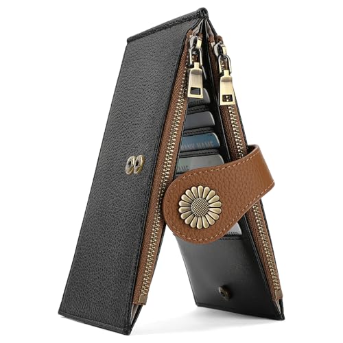 SENDEFN Geldbörse Damen, Portemonnaie mit RFID Schutz Geldbeutel Damen Lang mit 16 Kartenfächer & Fotofenster Portmonee Leder mit Münzfach von SENDEFN
