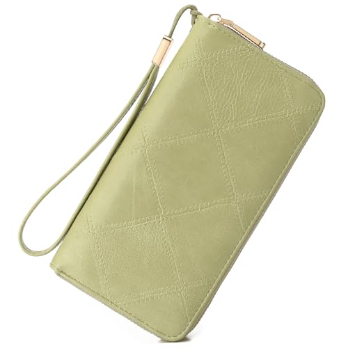 SENDEFN Geldbörse Damen Groß, Portemonnaie Leder mit RFID Schutz, Groß Kapazität Lang Geldbeutel Damen mit Abnehmbare Handschlaufe von SENDEFN