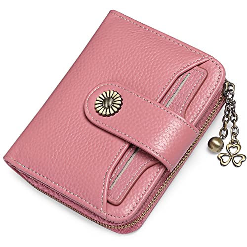 SENDEFN Geldbörse Damen Klein,Geldbeutel Frauen Echtes Leder,mit Münzfach Kleines Zipper Brieftasche Kartenhalter mit RFID Blocker von SENDEFN