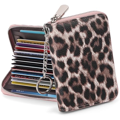 SENDEFN Geldbörse Damen Klein Kreditkartenetui für Damen mit RFID-Schutz Kleines Kartenetui Portmonee mit 16 Fächer Kartenetui Portemonnaie Leder mit Reißverschluss und Schlüsselanhänger von SENDEFN
