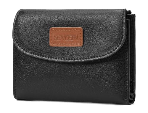 SENDEFN Geldbörse Damen Klein und im Kurzformat Portemonnaie mit RFID Blockierung,Damen Geldbeutel mit 10 Kartenfächern und 1 ID Fenster Geldbeutel Damen mit Reißverschluss Münzfach von SENDEFN