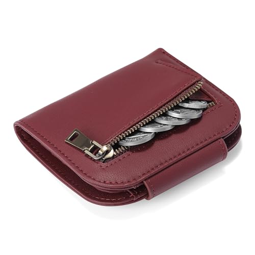 SENDEFN Geldbörse Damen Leder，Mini Kurzer Geldbeutel Frauen mit RFID-Schutz，kleines Damen Geldbeutel mit Großes Münzfach，Portemonnaie mit Reißverschluss Mehreren Kartenfächer von SENDEFN
