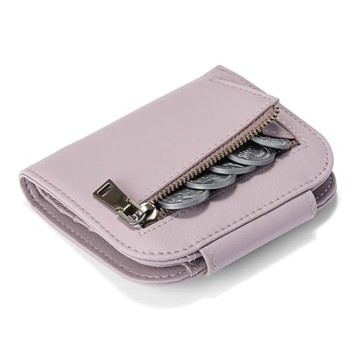 SENDEFN Geldbörse Damen Leder, Mini Kurzer Geldbeutel Frauen mit RFID-Schutz, kleines Damen Geldbeutel mit Großes Münzfach, Portemonnaie mit Reißverschluss Mehreren Kartenfächer von SENDEFN