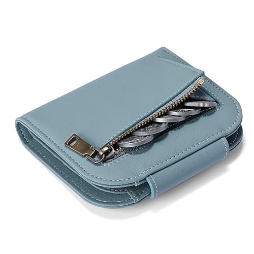 SENDEFN Geldbörse Damen Leder, Mini Kurzer Geldbeutel Frauen mit RFID-Schutz, kleines Damen Geldbeutel mit Großes Münzfach, Portemonnaie mit Reißverschluss Mehreren Kartenfächer von SENDEFN