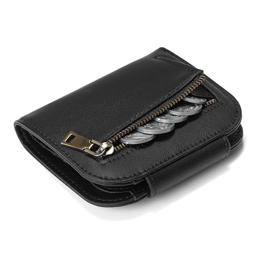 SENDEFN Geldbörse Damen Leder, Mini Kurzer Geldbeutel Frauen mit RFID-Schutz, kleines Damen Geldbeutel mit Großes Münzfach, Portemonnaie mit Reißverschluss Mehreren Kartenfächer von SENDEFN