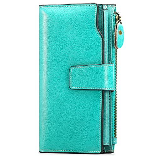 SENDEFN Geldbörse Damen Leder Gross Geldbeutel RFID Schutz Damen Groß Portemonnaie Viele Fächer Lang Portmonee mit 20 Kartenfächer und Handyfach von SENDEFN