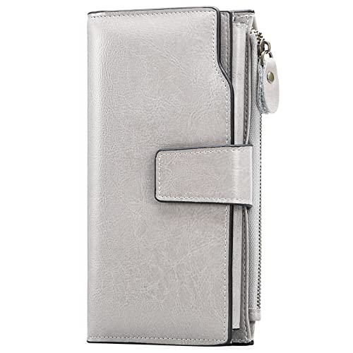 SENDEFN Damen Geldbörse Groß, Portemonnaie mit 20 Kartenfächern, RFID-Schutz, Schwarz, Echtes Leder, Modern, 19 x 10 x 3 cm, 208,8 g, inkl. Schlüsselanhänger von SENDEFN