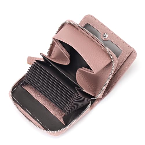 SENDEFN Geldbörse Damen aus Leder, Geldbeutel mit Viele Fächer, Portemonnaie Damen klein, RFID-Schutz Kartenhalter mit Reißverschluss und viele Fächer, Geldbeutel von SENDEFN