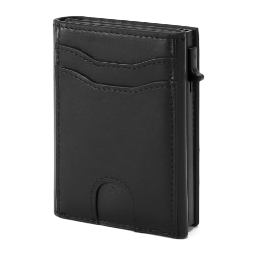 SENDEFN Geldbörse Herren aus Leder | Portmonee Herren mit RFID-Schutz | Aluminium Kreditkartenetui Herren mit Magnetverschluss | Slim Wallet Kartenhalter | Kleine-Brieftaschen von SENDEFN