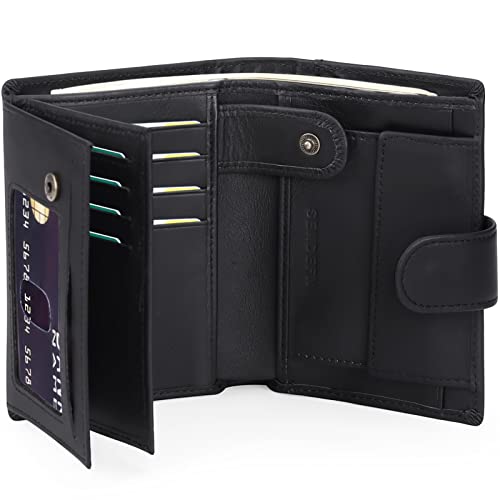 SENDEFN Herren Geldbörsen mit RFID Schutz, Groß Echtleder Portemonnaie Herren in Hochformat, Trifold Geldbeutel für Männer, Brieftasche Wallet Portmonee mit 16 Kartenfächer & Münzfach von SENDEFN