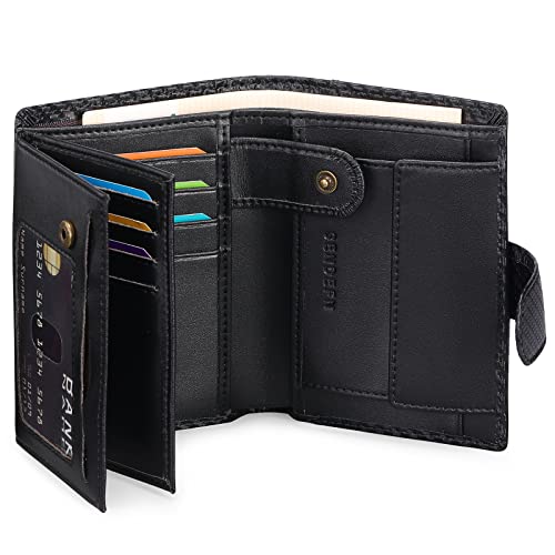 SENDEFN Herren Geldbörsen mit RFID Schutz, Groß Portemonnaie Herren Leder in Hochformat, Trifold Geldbeutel Herren, Brieftasche Wallet Portmonee mit 16 Kartenfächer & Münzfach von SENDEFN