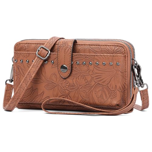 SENDEFN Kleine Handy Umhängetasche Damen Leder mit Geldbörse Crossbody Schultertasche mit Kartenfächer und Verstellbar Abnehmbar Gurt, Modern Handytasche zum Umhängen von SENDEFN