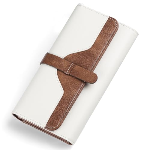 SENDEFN Portemonnaie Damen Gross RFID-Blockade Damen Geldbörse Große Leder Geldbeutel mit Viele Kartenfächern und Reißverschluss Fächer von SENDEFN