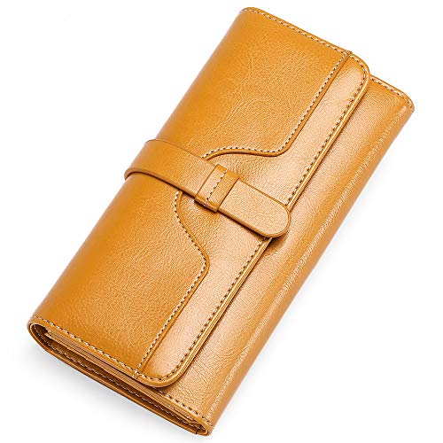 SENDEFN Portemonnaie Damen Gross RFID-Blockade Damen Geldbörse Große Leder Geldbeutel mit Viele Kartenfächern und Reißverschluss Fächer von SENDEFN