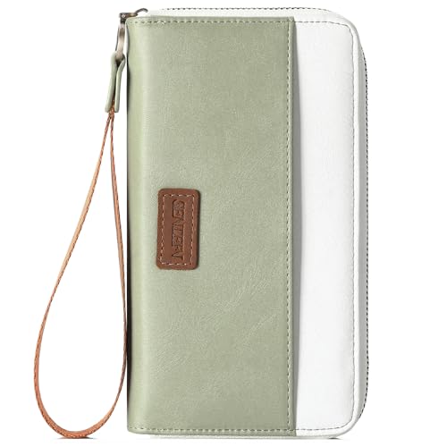 SENDEFN Portemonnaie Damen Gross, Leder Geldbörse Damen mit Reißverschluss, RFID-Schutz Lange Damen Geldbeutel mit Mehreren Kartenfächern und Handschlaufe von SENDEFN