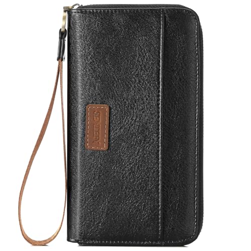 SENDEFN Portemonnaie Damen Gross, Leder Geldbörse Damen mit Reißverschluss, RFID-Schutz Lange Damen Geldbeutel mit Mehreren Kartenfächern und Handschlaufe von SENDEFN