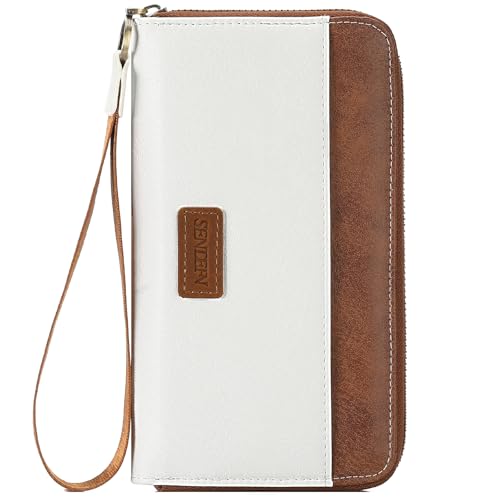 SENDEFN Portemonnaie Damen Gross, Leder Geldbörse Damen mit Reißverschluss, RFID-Schutz Lange Damen Geldbeutel mit Mehreren Kartenfächern und Handschlaufe von SENDEFN