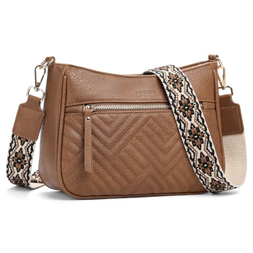 SENDEFN Umhängetasche Damen Vegan Leder, Handtasche Damen Mittelgroß Crossbody Bag Mode mit Verstellbar Abnehmbar Breiter Schultergurt von SENDEFN