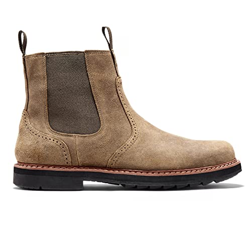 Herren Schuhe Klassische Freizeit Boots Schlüpfen Seitlicher Reißverschluss Cowboy Western Chelsea Stiefelette,Braun,46 EU von SENELK