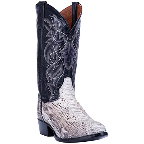 SENELK Herren Schlangenhaut Westernstiefel Modische Stickerei Cowboystiefel Lässige rutschfest Halblange Stiefel,Silber,42 EU von SENELK