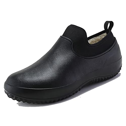 Schneestiefel Herren Winter Warm Fleece gefüttert Gummistiefel Wasserdicht Slip-on Arbeitstiefel,Schwarz,47 EU von SENELK